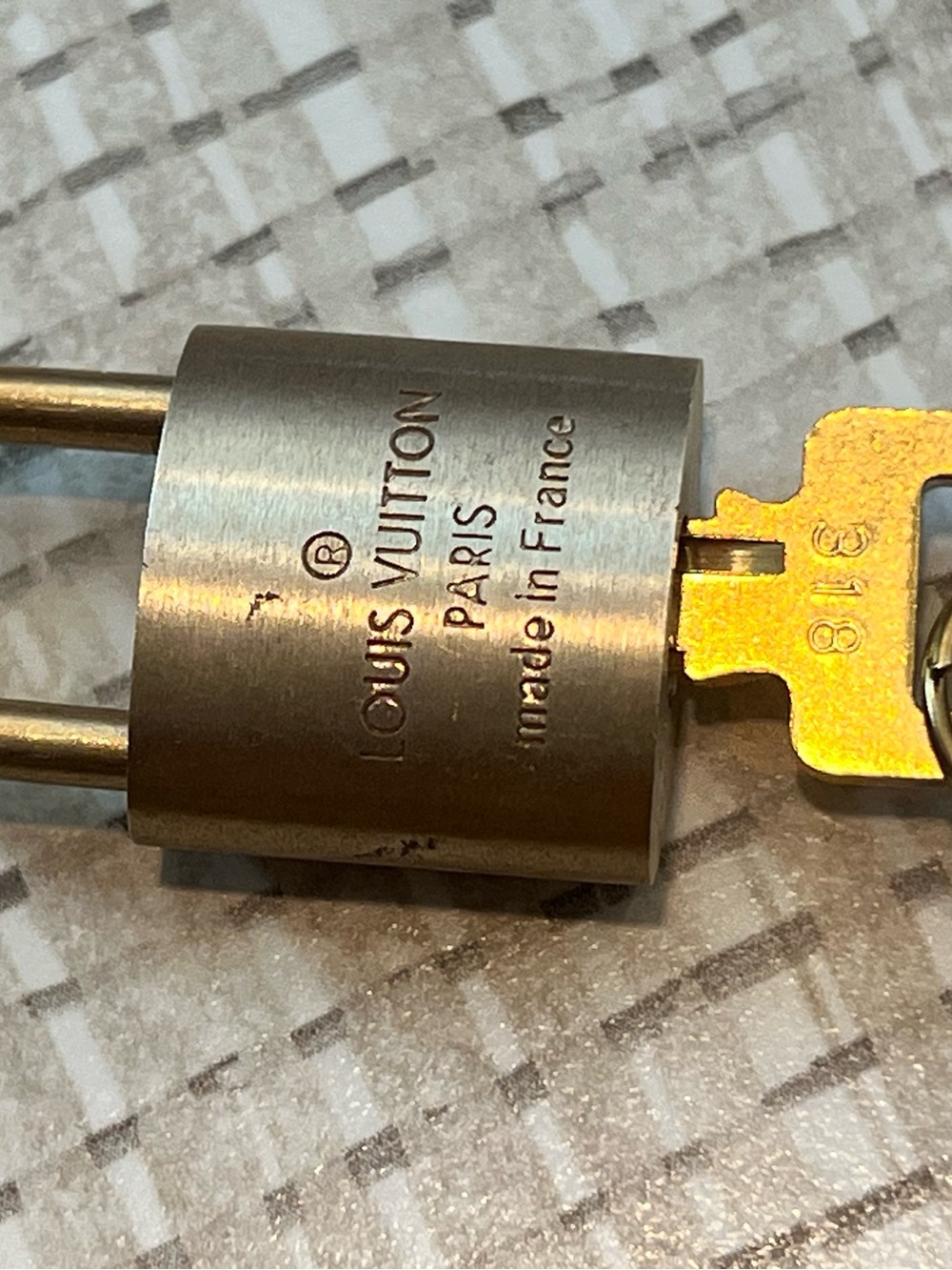 Louis Vuitton Brass-Tone Padlock with Gold Key
